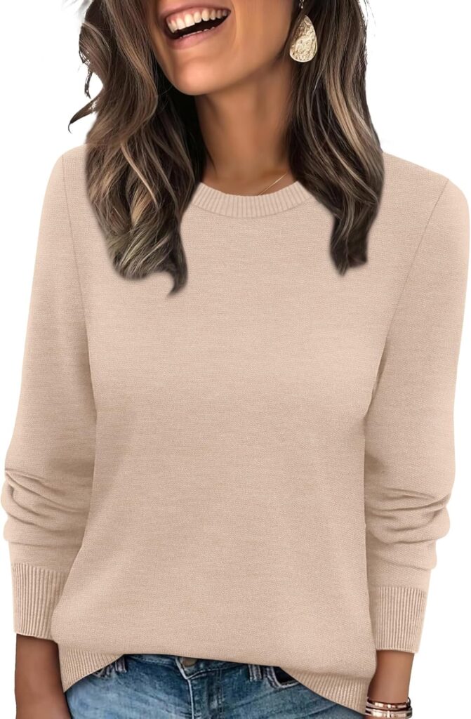 WIHOLL Sweaters for Women Lightweight Pullover Tops Long Sleeve Shirts Crewneck Fashion Clothing Fall Outfits 2025