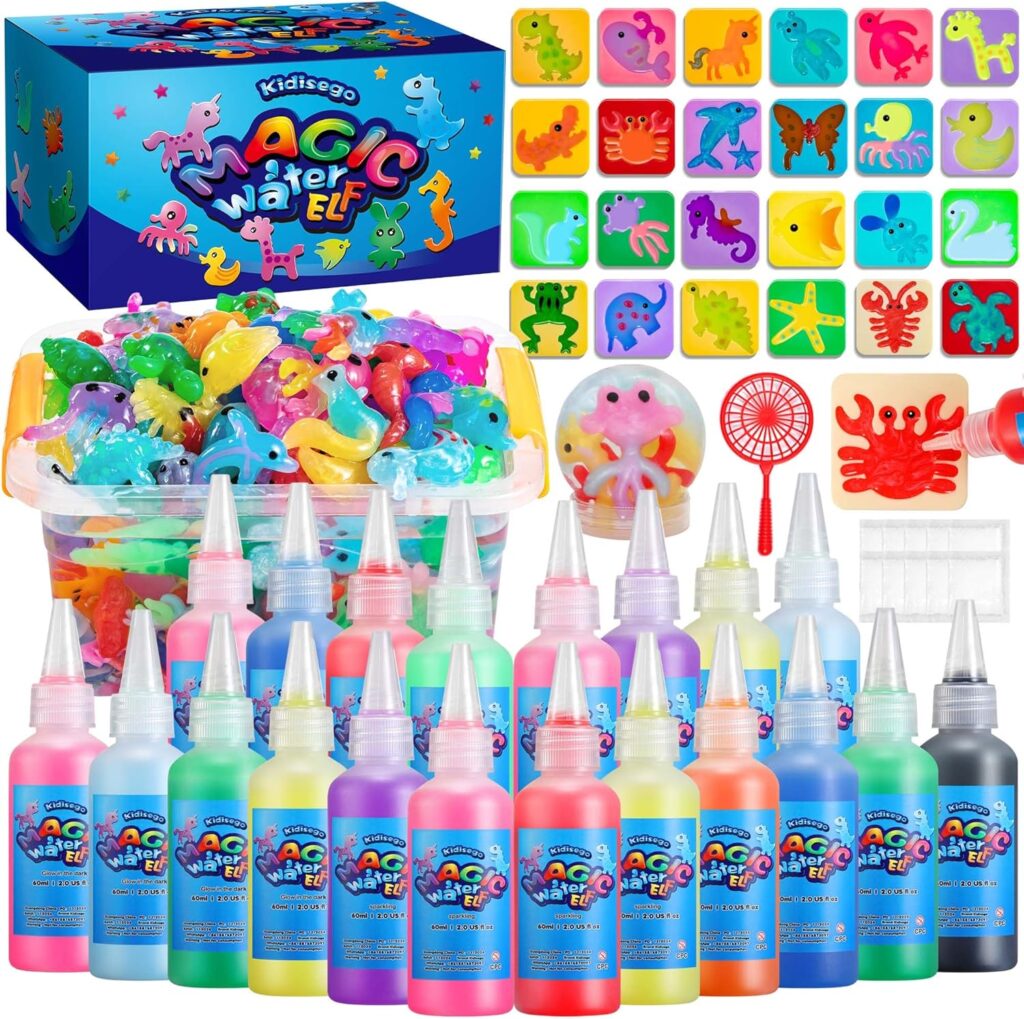 Aqua Fairy Water Gel Kit for Kids, Magic Water Elf Toy Kit with 20 Colors Magic Gel, Aqua Fairy kit with 24 Shape Molds, Crate Your Own Magic Elf Kits Water Pets Craft Kits for Kids