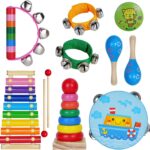 Childom Kids Musical Instruments for Toddlers,Baby Musical Toys for Toddlers,Preschool Educational Kids Gifts,Birthday Gifts for Boys Girls,Kid Xylophone,Kid Maracas,Wooden Instruments Toddler Toys
