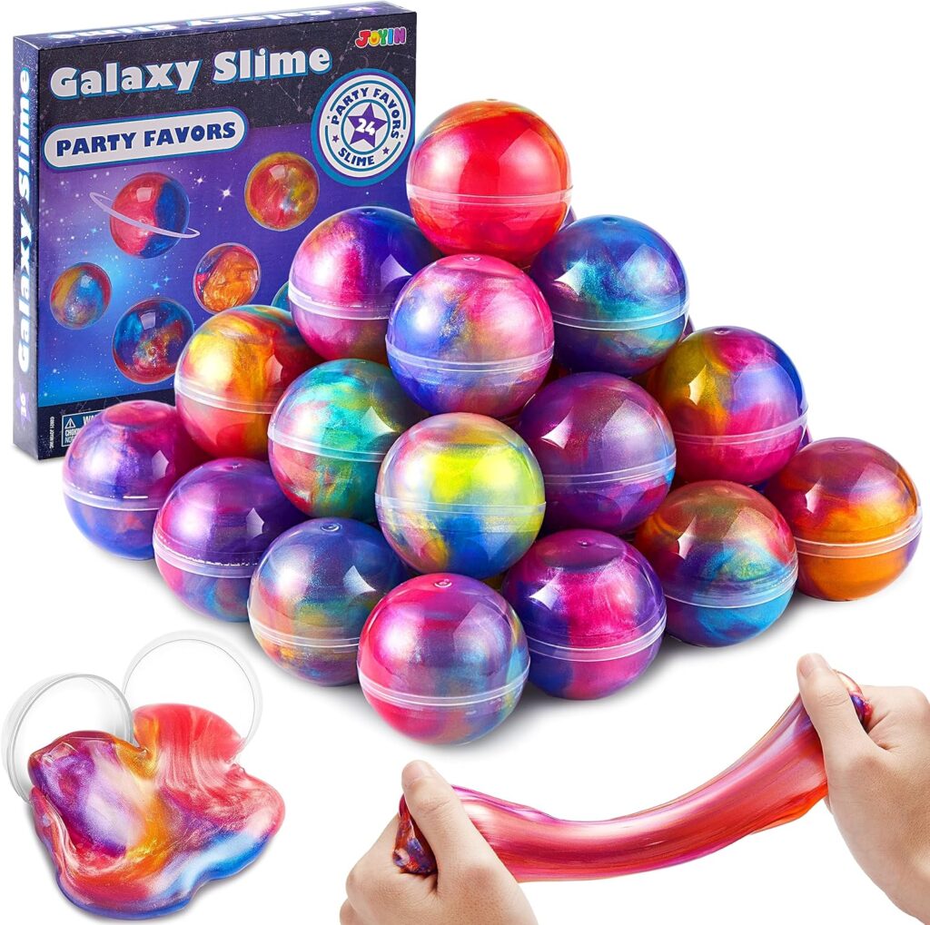 JOYIN Slime Party Favors, 24 Pack Galaxy Slime Ball – Stretchy, Non-Sticky, Mess-Free, Stress Relief, and Safe – Toys for Girls and Boys – Classroom Reward, Party Supplies