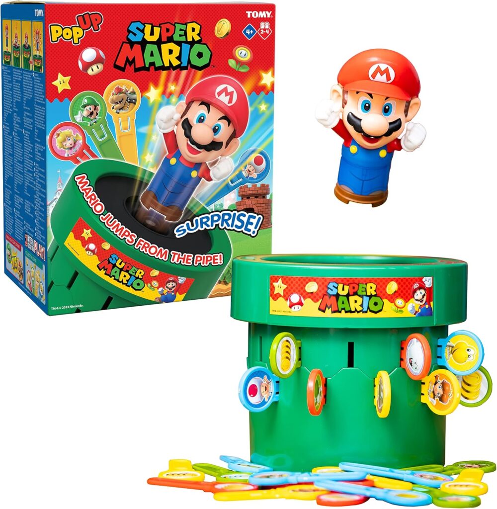 TOMY Pop Up Super Mario Board Game – Family and Preschool Kids Games for Family Game Night – Kids Activities and Super Mario Toys – Girls and Boys Games – 2-4 Players – Ages 4 Years and Up