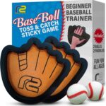 Toss and Catch Ball Game Set – Easy to Use Sticky Balls & Beginner Baseball Training Glove – Premium Toy Paddle Fits All Hand Sizes From Toddlers to Teens & Adults – Fun Gift Idea for Boys and Girls