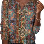 Zeagoo Long Sleeve Shirts for Women Casual V Neck Fall Tops Dressy Summer Work Blouses Clothes
