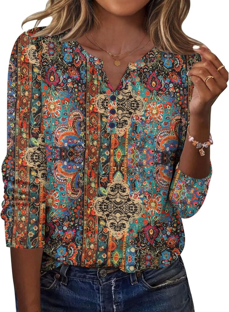 Zeagoo Long Sleeve Shirts for Women Casual V Neck Fall Tops Dressy Summer Work Blouses Clothes