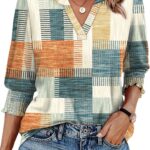 WIHOLL Blouses for Women Dressy Casual 3/4 Length Sleeve Womens Tops Trendy Summer Fall Shirts S-3XL